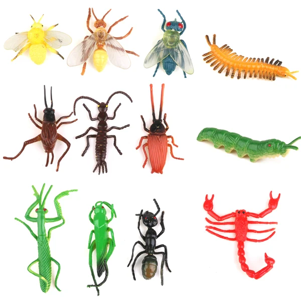 Reliable Maxbell Plastic Artificial Insect Model Toy 12pcs Colorful Modern