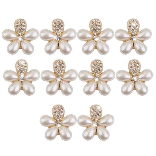 Smooth Maxbell Phenovo Flower Faux Pearl Rhinestone Buttons Fit Sewing Scrapbooking 10Pcs Soft