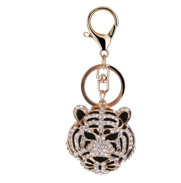 Solid Maxbell 3D Crystal Tiger Head Keyring Charm Pendant Key Ring Chain Keychain High-Quality