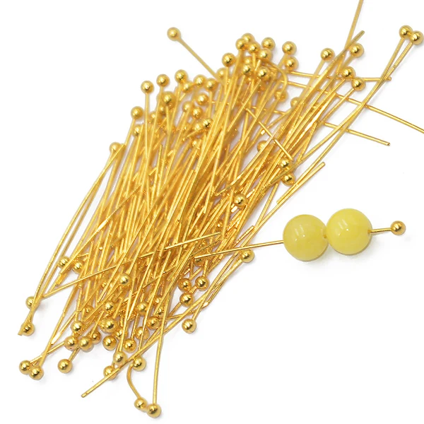 Excellent Maxbell 100pcs 30mm Light Golden Brass Ball Pins Jewelry Findings Headpins Reusable
