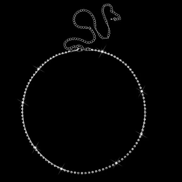 Original Design Maxbell Silver One-Row Crystal Rhinestone Belt Body Belly Waist Chain Bikini Beach Fast