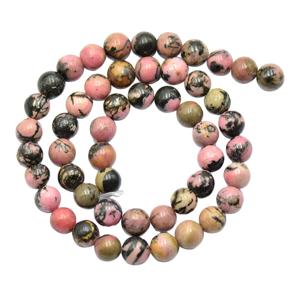 Pure Maxbell 8mm Black Pink Rhodonite Gemstone Jewelry Making Spacer Bead Strand 15'' Functional