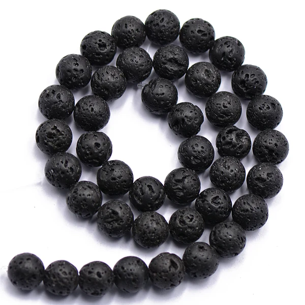 Smart Maxbell 10 mm Nature Black Volcanic Lava Gemstone Loose Beads 15'' Round Outstanding
