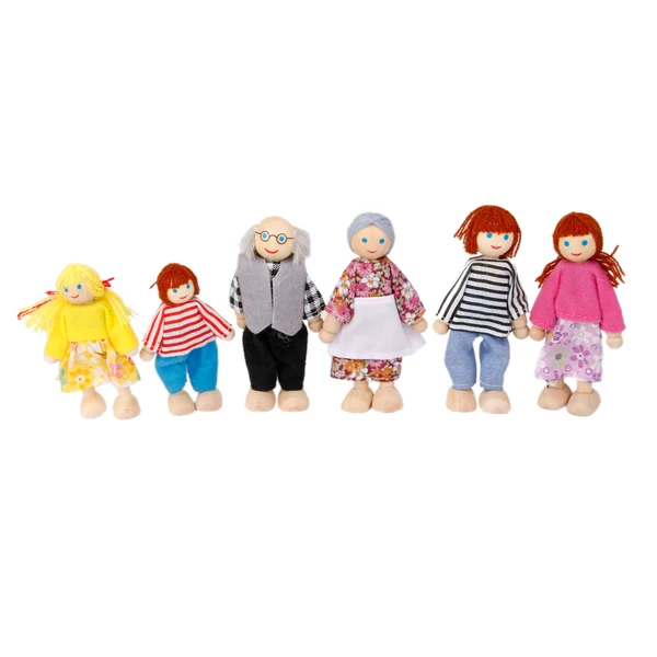 Contemporary Maxbell 6pcs Wooden Dolls Family Members Relaxed