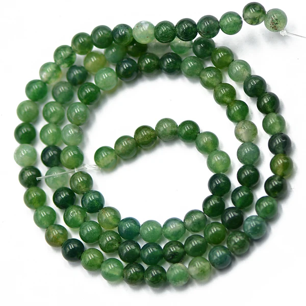 Convenient Maxbell 4mm Nature Green Moss Agate Gemstone Loose Spacer Beads 15'' Round Elegant