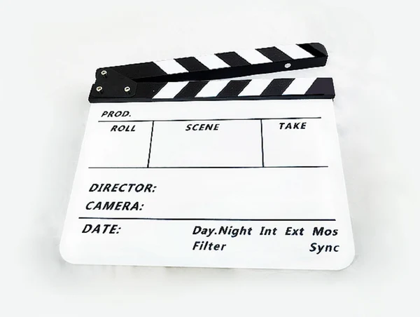First-Class Maxbell Clapperboard TV Film Movie Clapboard White Board with White and Black Stripe Responsible