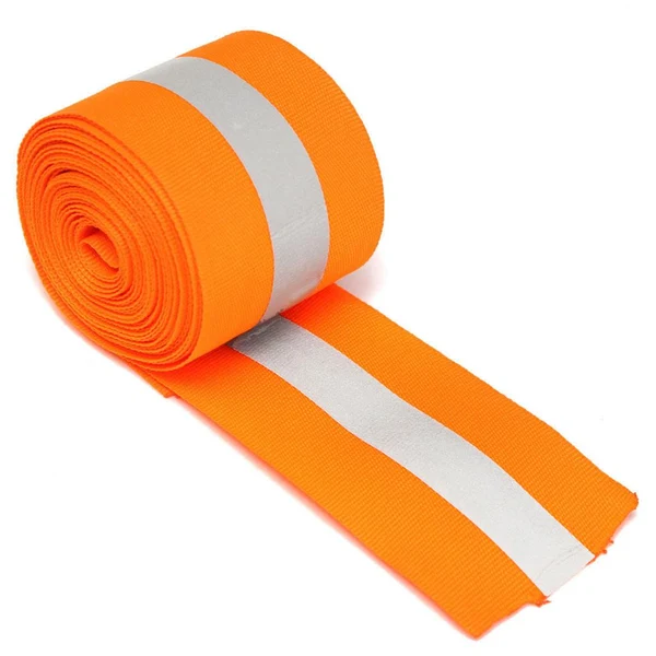 Official Maxbell Silver Reflective Tape Safty Strip Sew on Lime Orange Synth Fabric 3 Meters Consistent