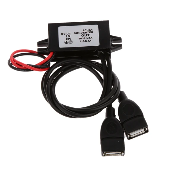 Artisan Maxbell Dual USB DC-DC Car Converter Module 12V To 5V 3A 15W Power Adapter Detailed