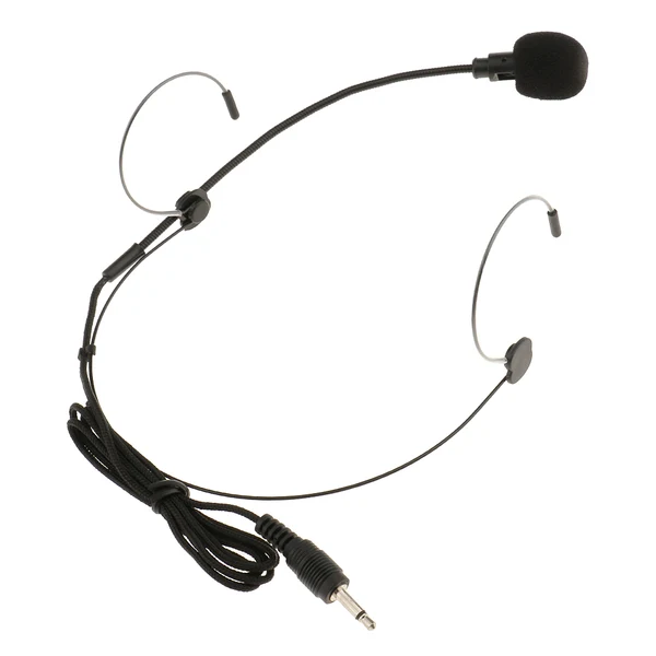 Unique Maxbell Double Ear Hook Wired Headset Headworn Microphone Black 3.5mm Straight Angle Fashionable