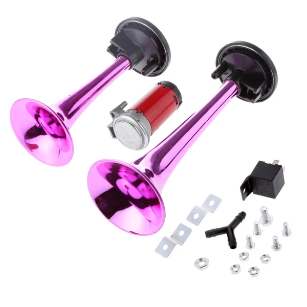 Flexible Maxbell 12V 110db Car Motorcycle Air Horn Train Kit Dual Trumpet Ultra Loud Fast