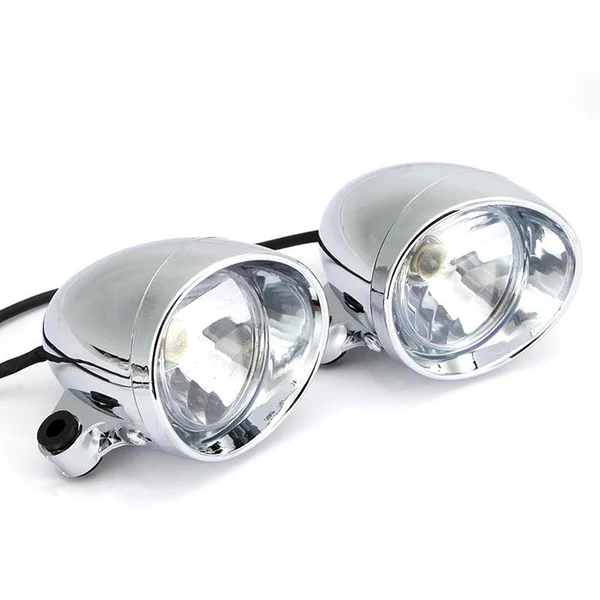 Authentic Maxbell 2Pcs 4 Chrome Motorcycle Bullet Front Headlight Fog Light Lamp for Harley Flexible