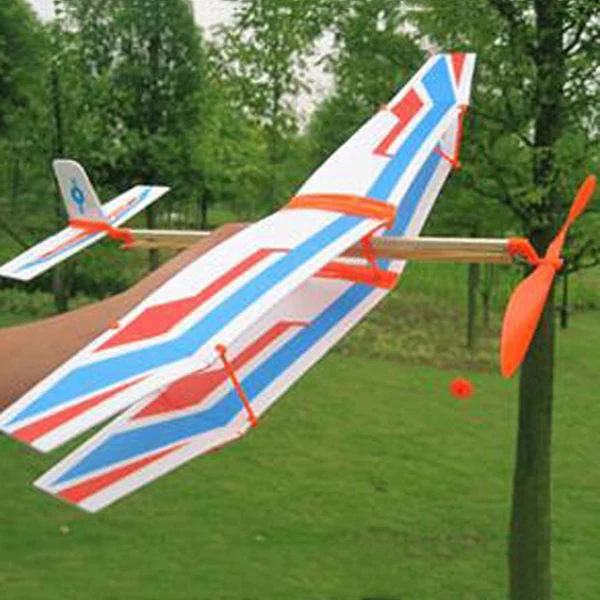 Comfortable Maxbell Assembly Airplane Aircraft Launched Powered By Rubber Band White Blue High-Quality