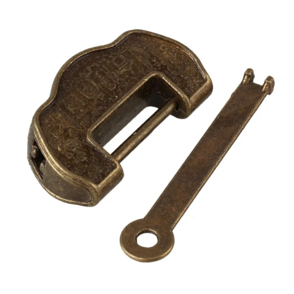 Pure Maxbell Vintage Chinese Style Antique Carved Word Padlock Locks Key S Specialty