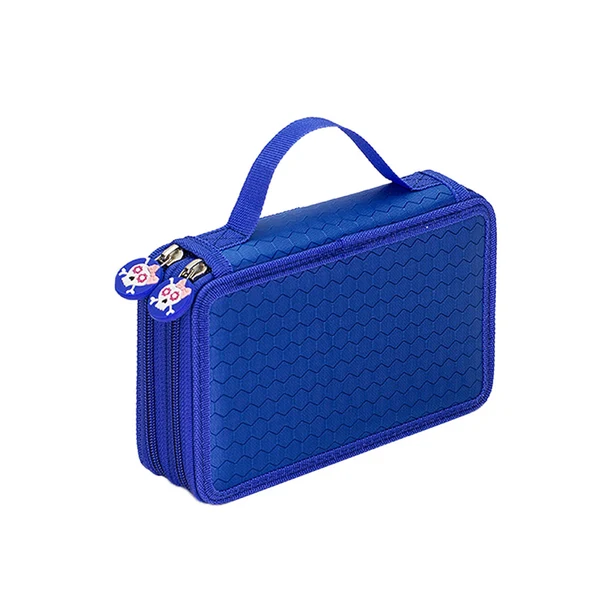 Responsible Maxbell 2 Layers Capacity Pencil Pen Case Travel Brush Makeup Storage Bag Blue Dependable