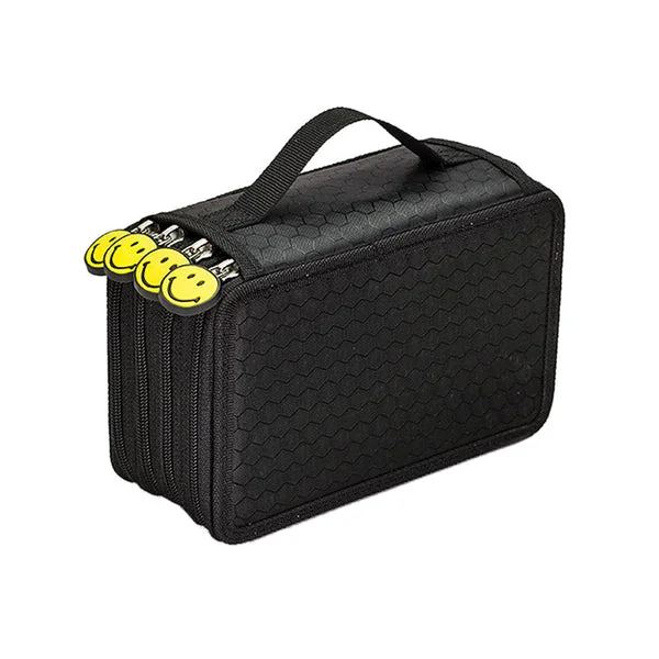 Sophisticated Maxbell 4 Layers Capacity Pencil Pen Case Travel Makeup Storage Bag Black Trendy