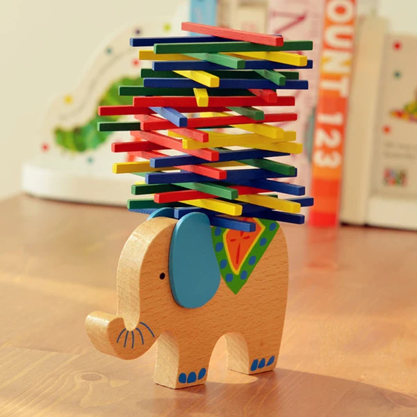 Official Maxbell Wooden Educational Elephant Balance Beam Game for Children Baby Kids Hands Organic
