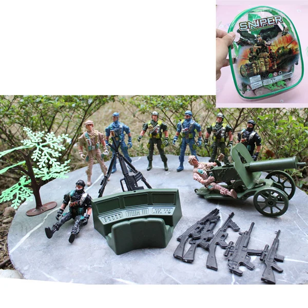 Secure Maxbell Army Combat Game Toys Soldier Set with Zipper Backpack 9cm Exclusive