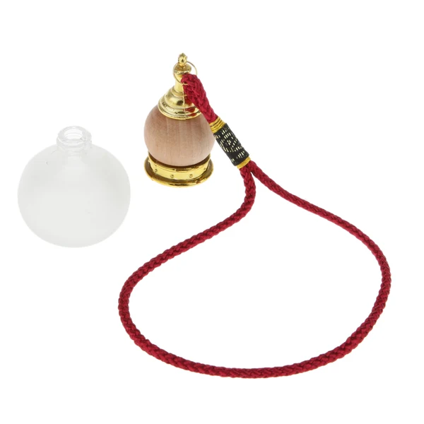 Artisan Maxbell 5ML Calabash Pendant Empty Perfume Bottle Glass Wood Car Home Hanging Charm Certified