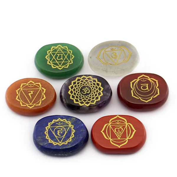 Outstanding Maxbell 7pcs Engraved Reiki Energy Crystal Palm Stones Top-Quality