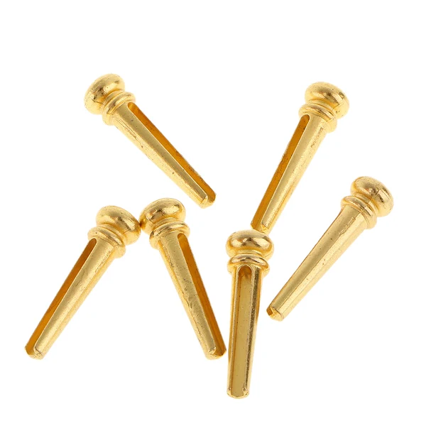 Durable Maxbell 6Pcs Guitar Metal Bridge Pins String End Peg Block Gold High-Quality