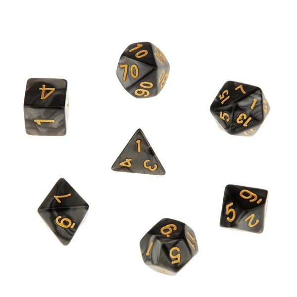 Exclusive 7X Polyhedral Dice 16mm for Dungeons and Dragons DND MTG Table Games Black Official