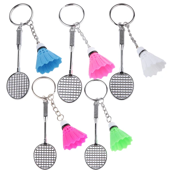 Traditional Maxbell Mini Bedminton Racket Shuttlecock Pendant Keyring Key Chain Gift Fuchsia Fashionable