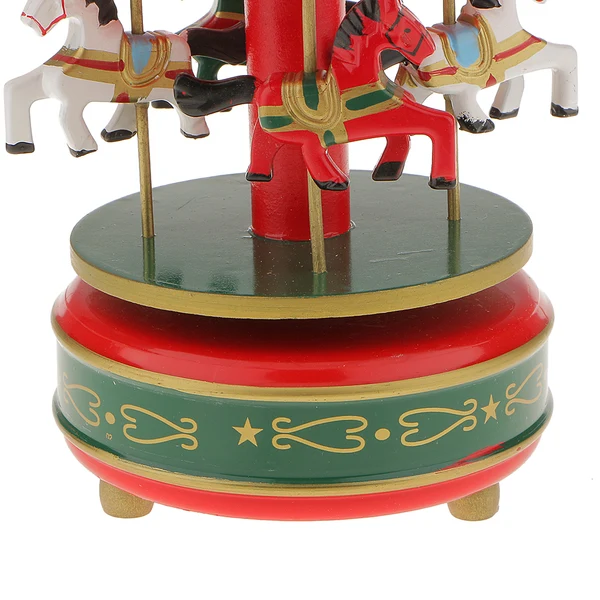 Detailed Maxbell Rotating Carousel Horse Music Box Kid Musical Toy Red and Green Contemporary