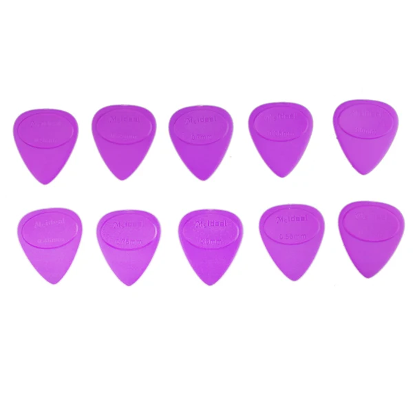 Elegant Maxbell Box of 10pcs Mixed Thickness Non Slip Guitar Picks Ukulele Plectrums Purple Premium Material