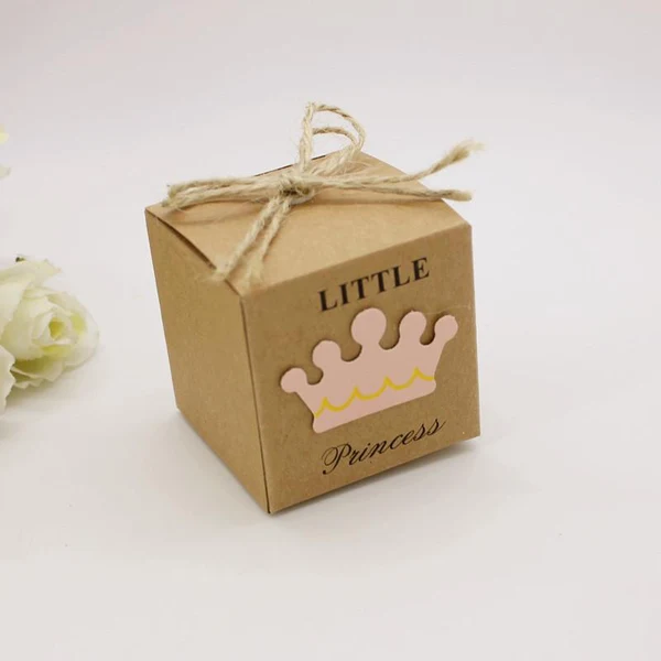 Advanced Maxbell 50pcs Kraft Little Princess Crown Candy Box Girl Baby Shower Favor Pink Certified
