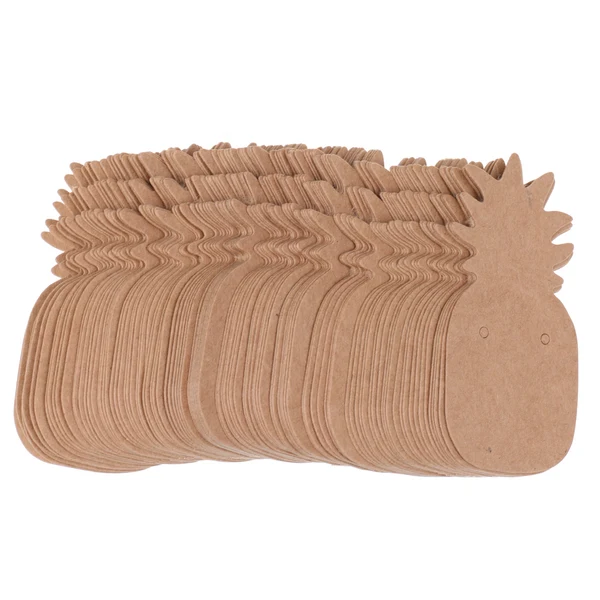 Professional Maxbell 100 Pieces Kraft Paper Pineapple Earring Display Tags Cards Jewellery Holder Long-Lasting