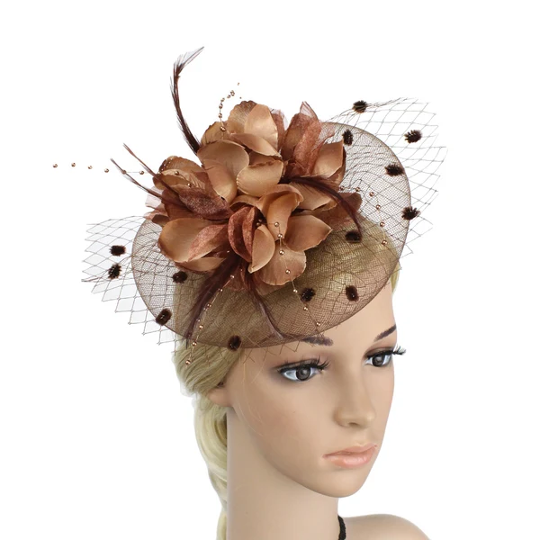 Fine Crafted Maxbell Lady Flower Fascinator Hat Hair Band Cocktail Party Headpiece Coffee Original Design