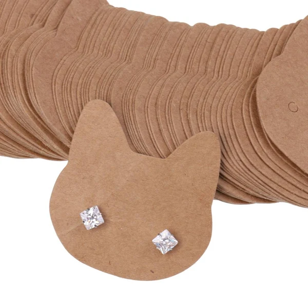 Secure Maxbell 100 Pieces Kraft Paper Cat Earring Display Tags Cards Jewellery Holder Artisan