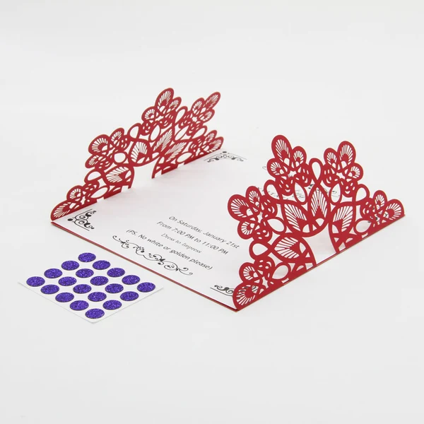 Superior Maxbell Laser Cut Wedding Invitation Cards Hollow Flora Lace Card Envelope Red Fine