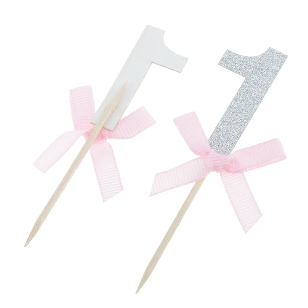 Green Maxbell 12 Glitter Number One Cake Cupcake Topper Pick Kid 1st Birthday Decor Silver Casual