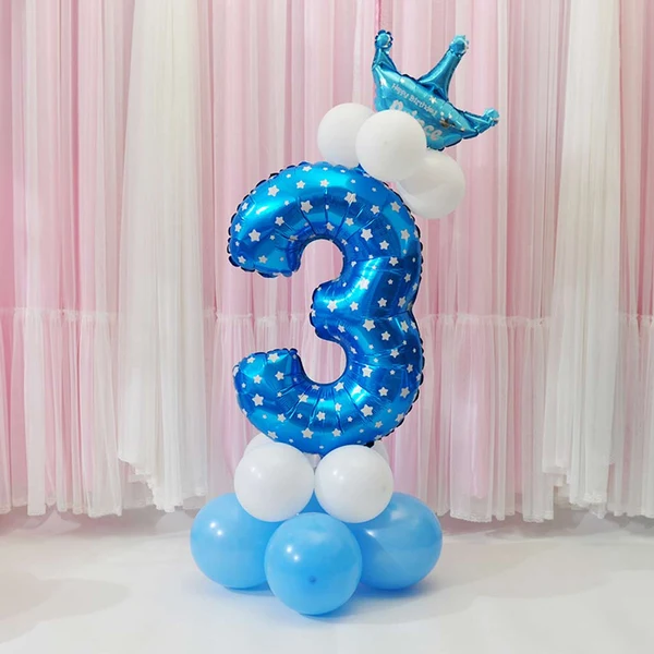 Outstanding Maxbell All Numbers Crown Balloons Column Set Happy Birthday Party Decor Number 3 High-Quality