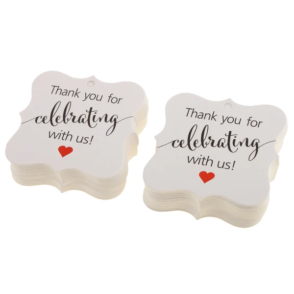 Safe Maxbell 100 Pieces Thank you for Celebrating with us Gift Tags Hanging Labels White High-Performance