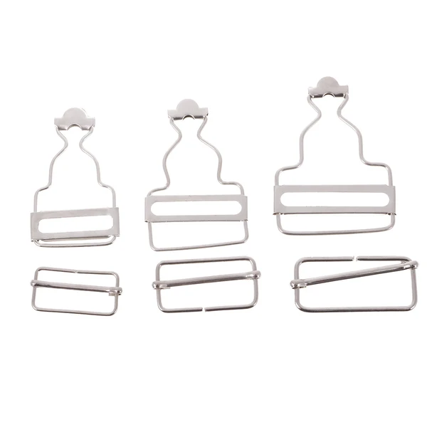 Artisan Maxbell Set of 6 Dungaree Fasteners Clip Brace Buckles for Suspenders 2.7cm Silver High-Grade