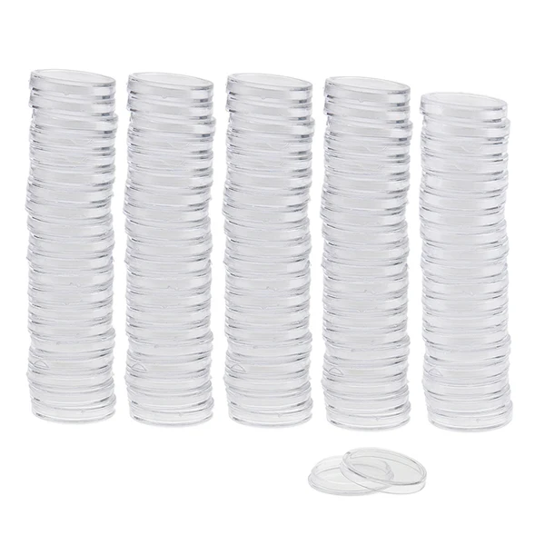 Green Maxbell 100pcs Clear Round Plastic Coin Capsules Container Storage Holder Case 22mm Original