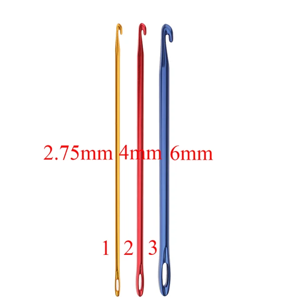Functional Maxbell Afghan Crochet Hook Knitting Needle Hand Knit Tool With Hole 2.75 mm Gold Modern
