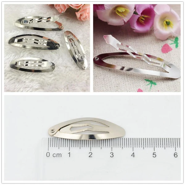 Specialty Maxbell 50pcs Rounded Snap Clip Oval Silver Metal Hair Bow Click Barrette DIY 3.7cm Unique