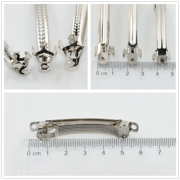 Trendy Maxbell 10pcs Silver French Style Hair Clips Hair Grip Barrettes Bows DIY Craft 6cm Reliable