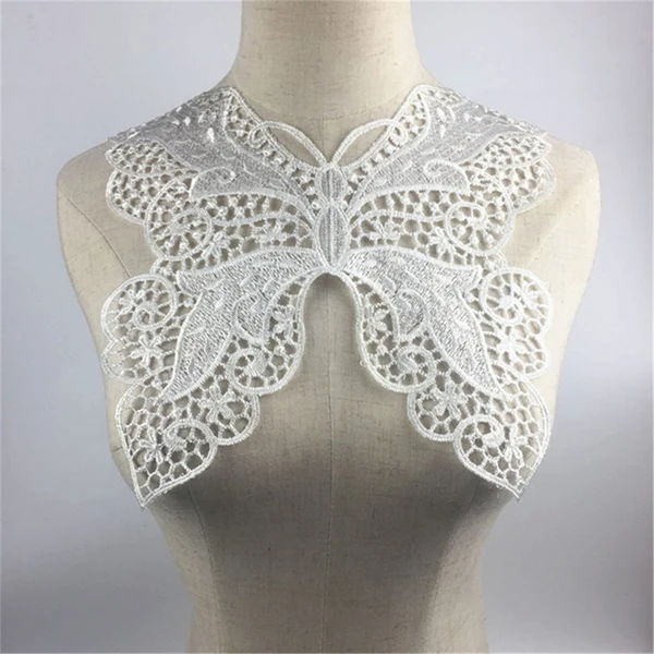 Contemporary Maxbell Butterfly Neck Collar Applique Lace Trim Embroidered Sewing Patches White First-Class