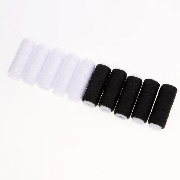 Crafted Maxbell 10 Spools Leather Jeans Sewing Thread Strong for Hand Machine black white Comfortable