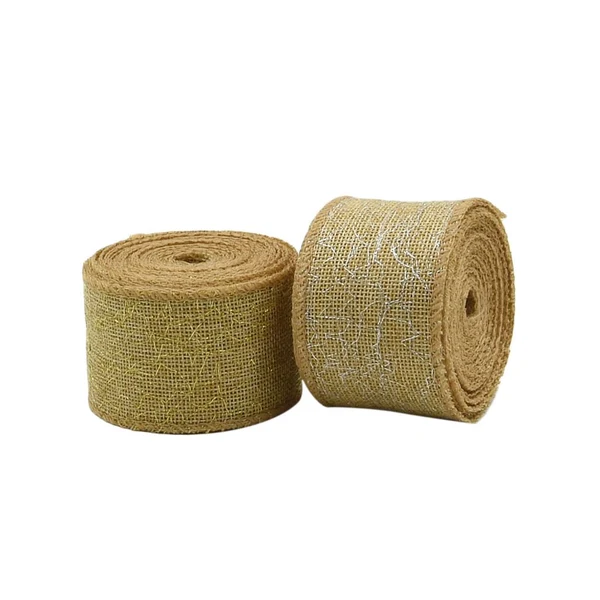Superior Maxbell 5 Meters Natural Jute Burlap Ribbon with Gold Net for Gift Wrapping 50mm Innovative