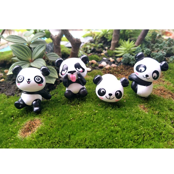 Premium Material Maxbell 8 pieces Funny Panda Mini Bear Statue Bonsai Fairy Garden Landscape Decor Breathable