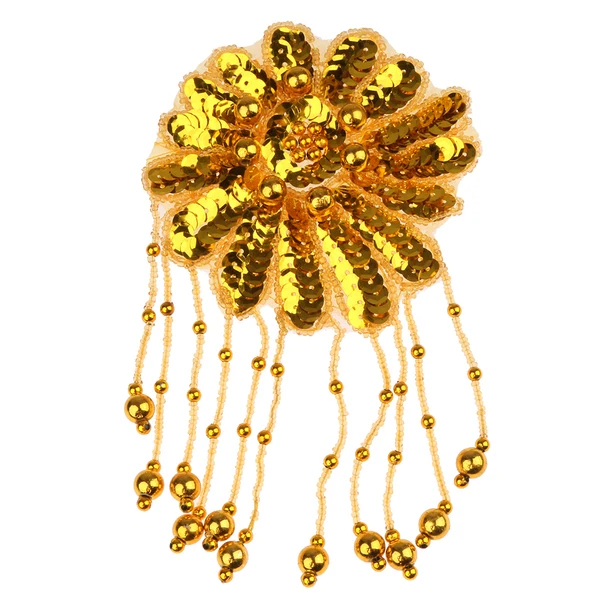 Premium Maxbell Sequin Beaded Flower Applique Stage Show Costume Dance Ballet Tutu Headdress Accessories Gold Unique