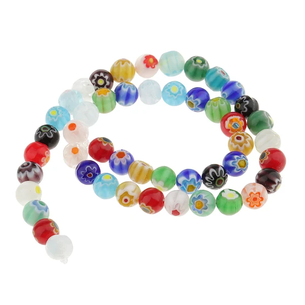 Modern Maxbell Mix Color Millefiori Lampwork Glass Round Beads Loose Spacer Beads for Jewelry Making Crafts 8mm Stylish