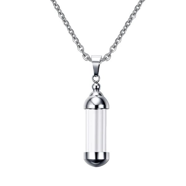 Sophisticated Maxbell Silver Stainless Steel Cylinder Glass Ash Urn Pendant Memorial Cremation Chain Necklace Jewelry Selected