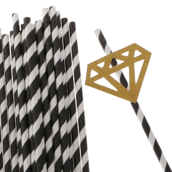 Recyclable Maxbell Pieces of 25 Glitter Diamond Paper Drinking Straws Wedding Anniversary Partyware Enhanced