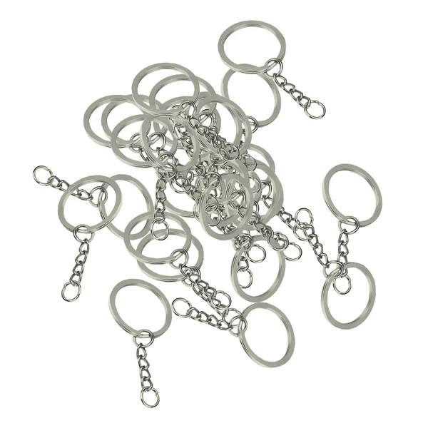 Crafted Maxbell 30 Pieces Alloy Split Keyring with Chains 28mm Stylish
